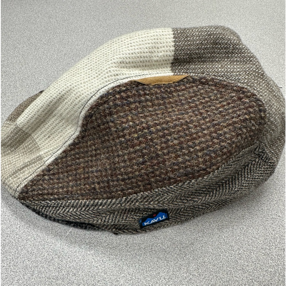 Kavu brown wool patchwork tweed newsboy hat